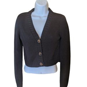 ---  Black Cropped Cotton Cardigan Size XS